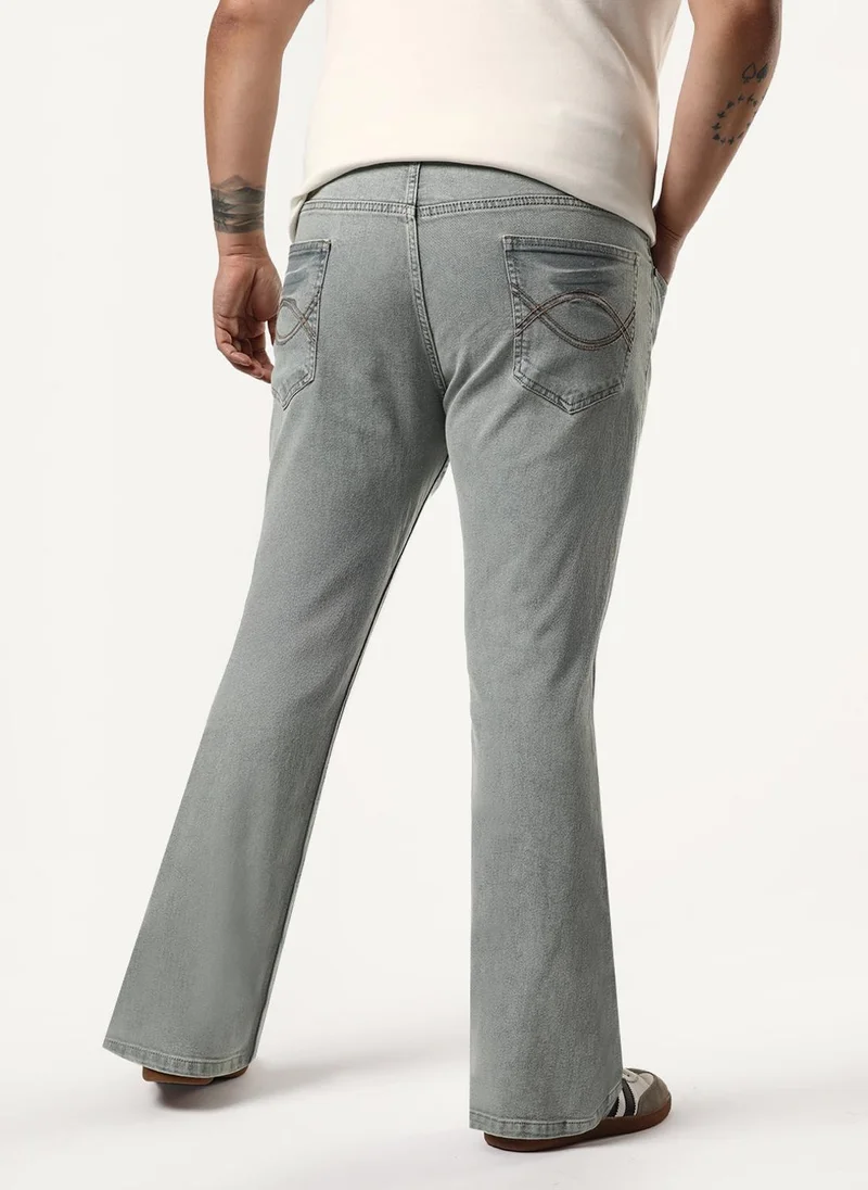 Urbano Fashion  Urbano Plus Men's Ice Grey Bootcut Fit Mid Rise Acid Wash Jeans Stretchable for Men | Best Price UAE